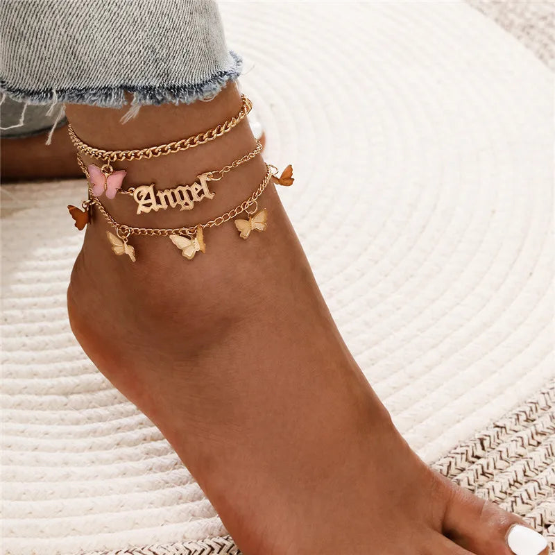 RHEA JEWEL - 
Modyle Rhinestone Chain Women's Anklets Silver Color/Gold Color Luxury Bracelet on Leg Accessories Wedding Party Fashion Jewelry