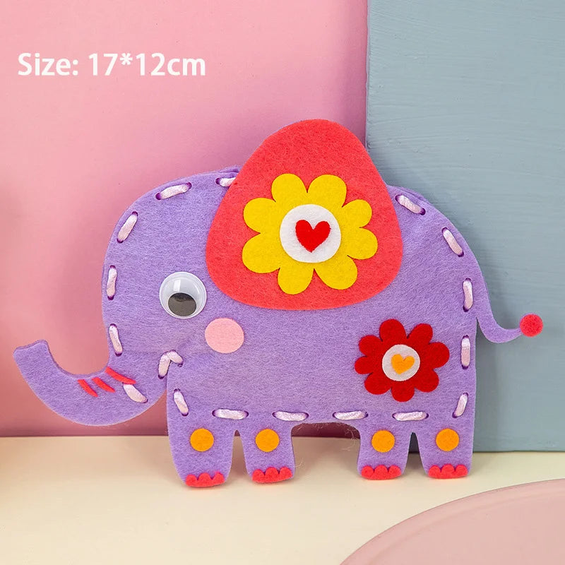 Sewing Kit for Beginner Kids Arts Crafts Cute Cartoon DIY Projects of Stuffed Animal Dolls Pendant Shoulder Bag Threaded Toys