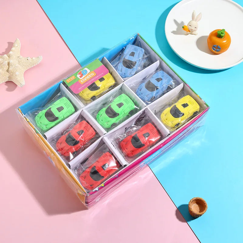 4 Pieces of Random Color Creative Cartoon Car-Shaped Erasers, Detachable and Reassemblable Soft Cleaning Erasers, Suitable for 2B Pencil Writing, a Must-Have for Back-To-School Season