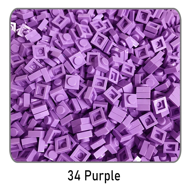 100Pcs DIY Bricks Parts 3024 1x1 Plate Educational Tech Construction Assmble Compatible Block Parts Toys for Child Kids