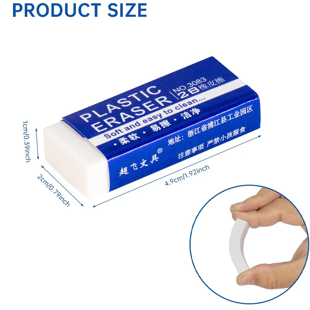 1-90Pcs Soft 2B Pencil Eraser PVC Plastic Rubber Eraser Sketches Paintings Fine Arts Eraser for School Office Drawing Sketches