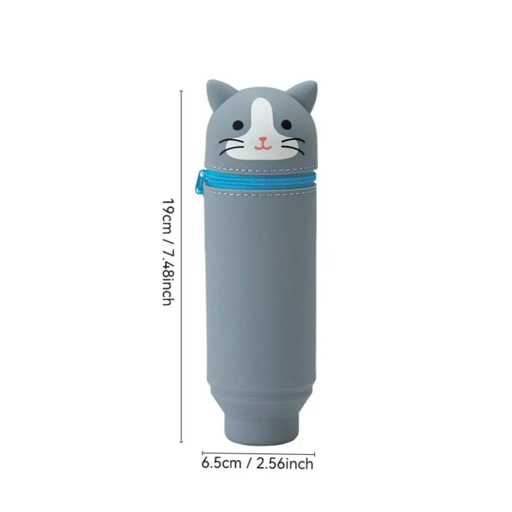 1pc Cartoon Foldable Pencil Case Silicone Dirt Resistant Pen Container Animal Shape Rabbit Shark Pen Box for Students