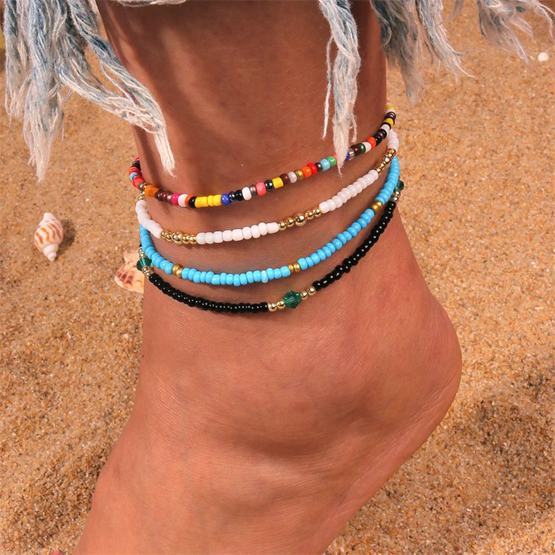 Zafira Anklets - Bohemian Colorful Handmade Beads Anklets for Women Summer Beach Ankle Bracelet Foot Leg Chain Female Girls Jewelry Accessories