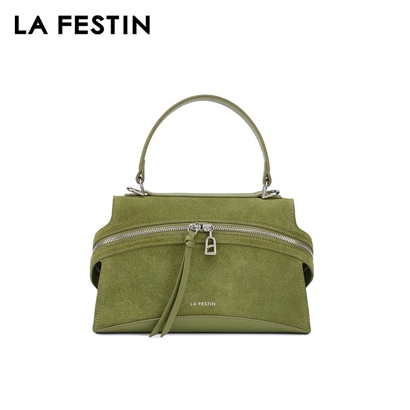 Verda - 
LA FESTIN Original Brand Women's bag 2025 New Green Shoulder Crossbody Bag Suede Handbag Luxury Designer Bag Leather Bag