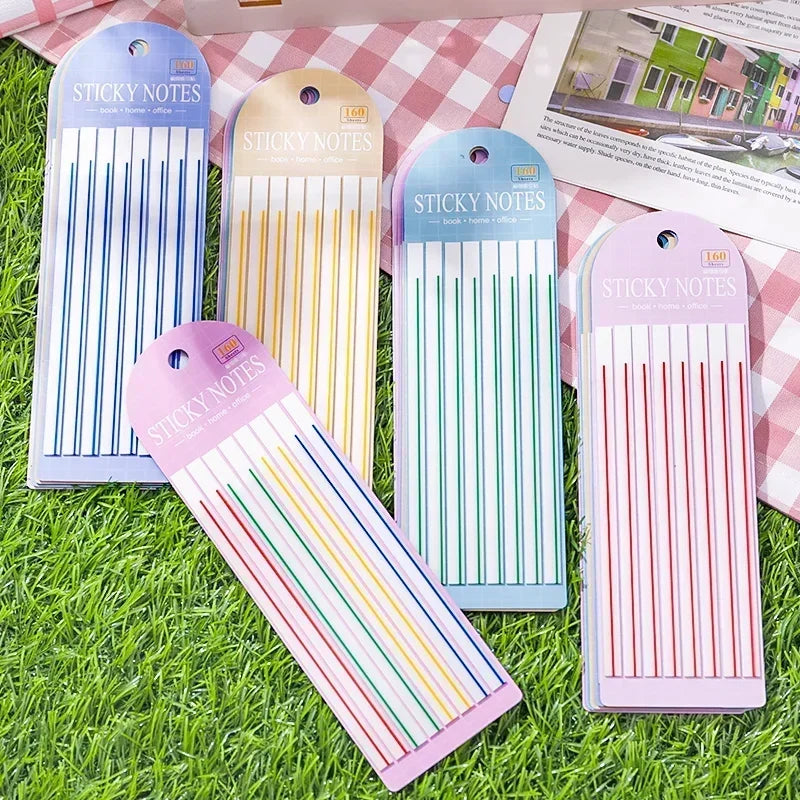 25Sheets highlighting stickers notes thin long strips transparent sticky students colorful fluorescent index Scrapbook 20*6CM