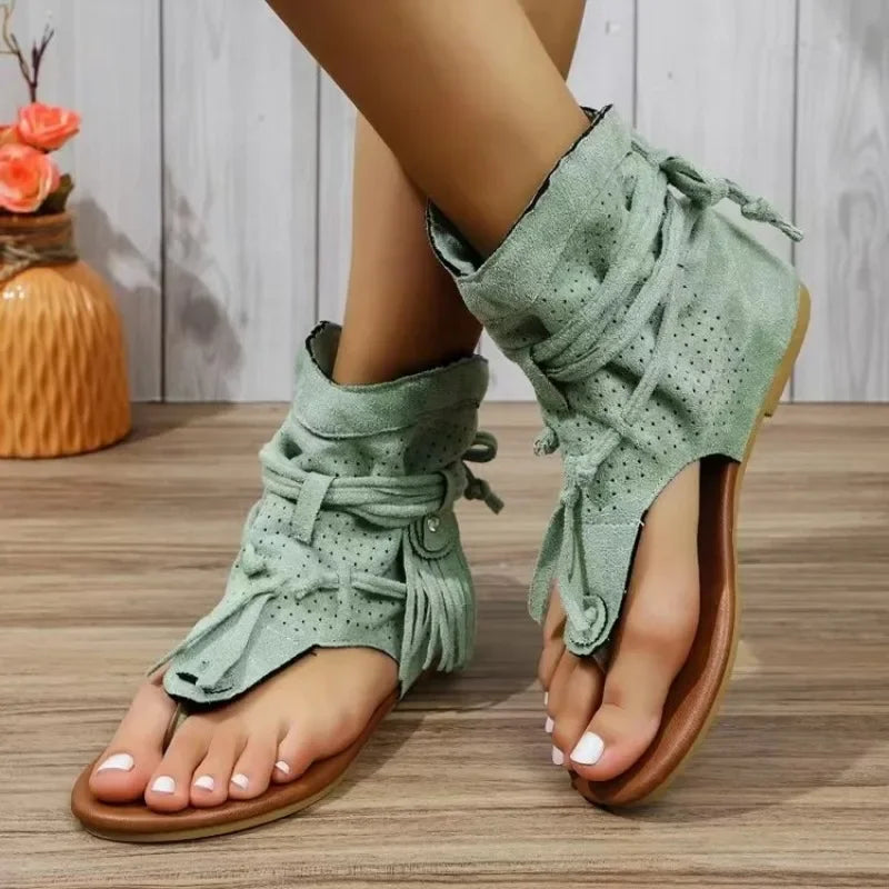 BOHARA - 
Women Sandals 2024 New Summer Bohemia Flat Sandals Women Flip Flops Gladiator Vintage Shoes for Woman Fashion Beach Flat Sandals