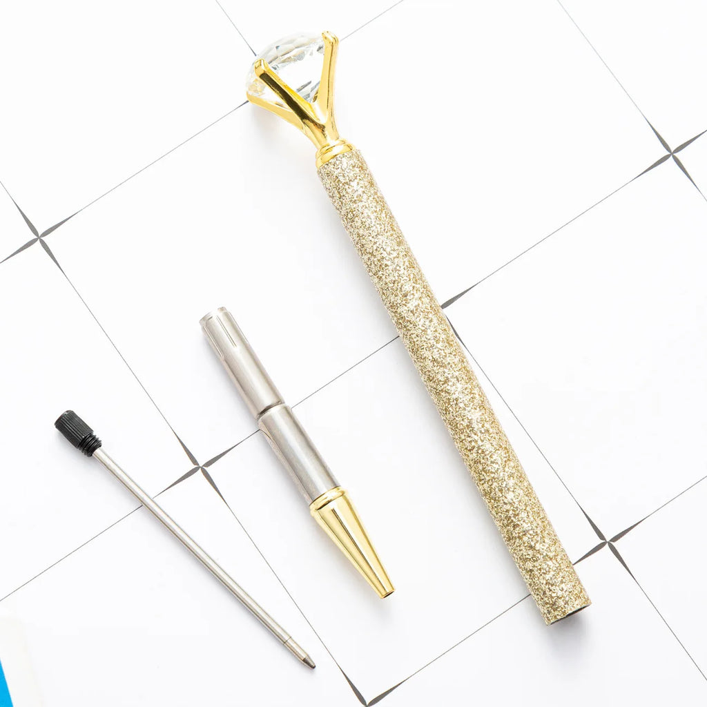 1 Piece Lytwtw's Ballpoint Pen Luxury Cute Big Diamond Wedding Rose Gold Metal Stationery School Office Supplies Supply Pens