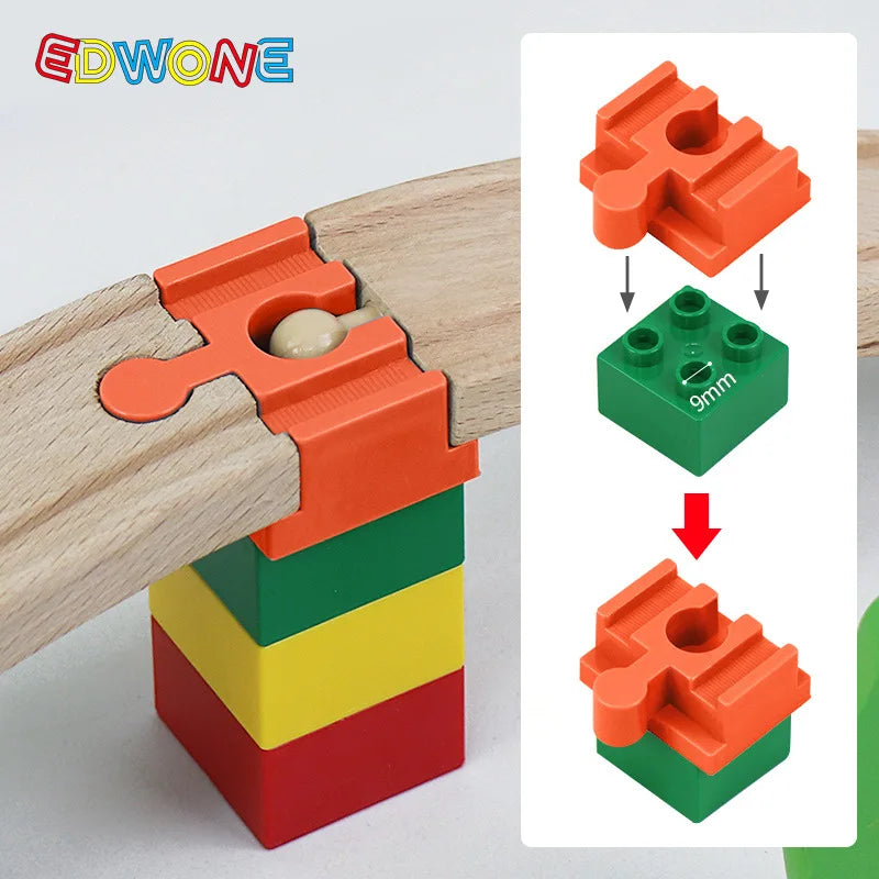 Wooden Train Track Connector Railway Rails Accessories Fit Thomas Train Road Connector Wood Railway Bridge Boys Birthday Gifts