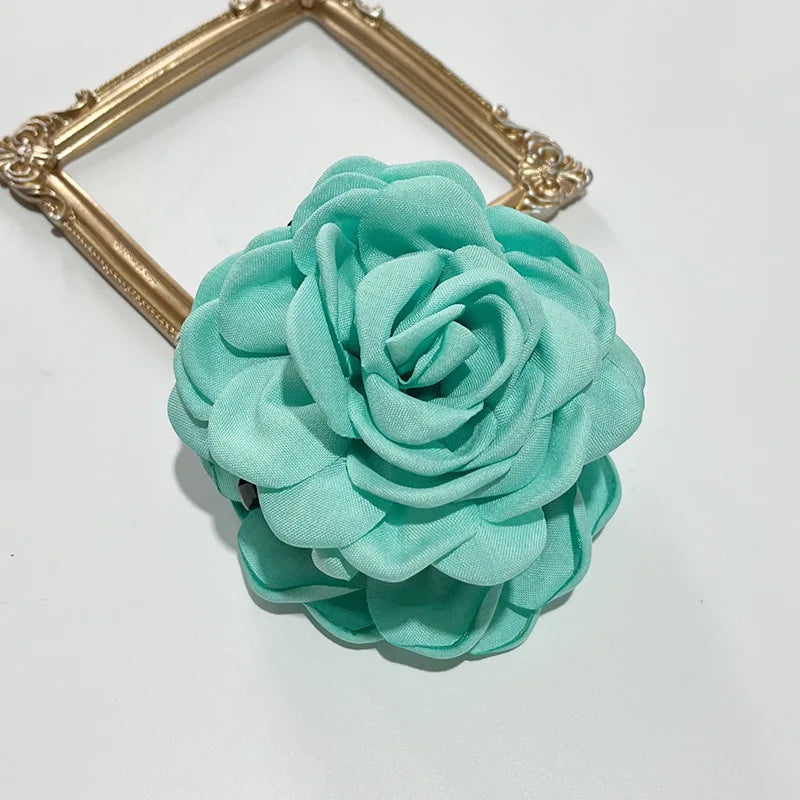 Rosabella - French Fabric Rose Flower Hair Claw Clips For Women Girls Hair Clip Barrette Hairpins Hair Clamps Headwear Hair Accessories Gift