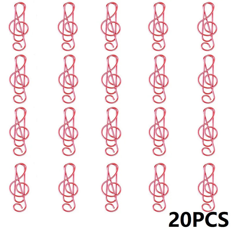 20PCS Music Theme Paper Clips Metal Office Cute Binder Kawaii Stationery Decorative Clips for Organizing And Decoration
