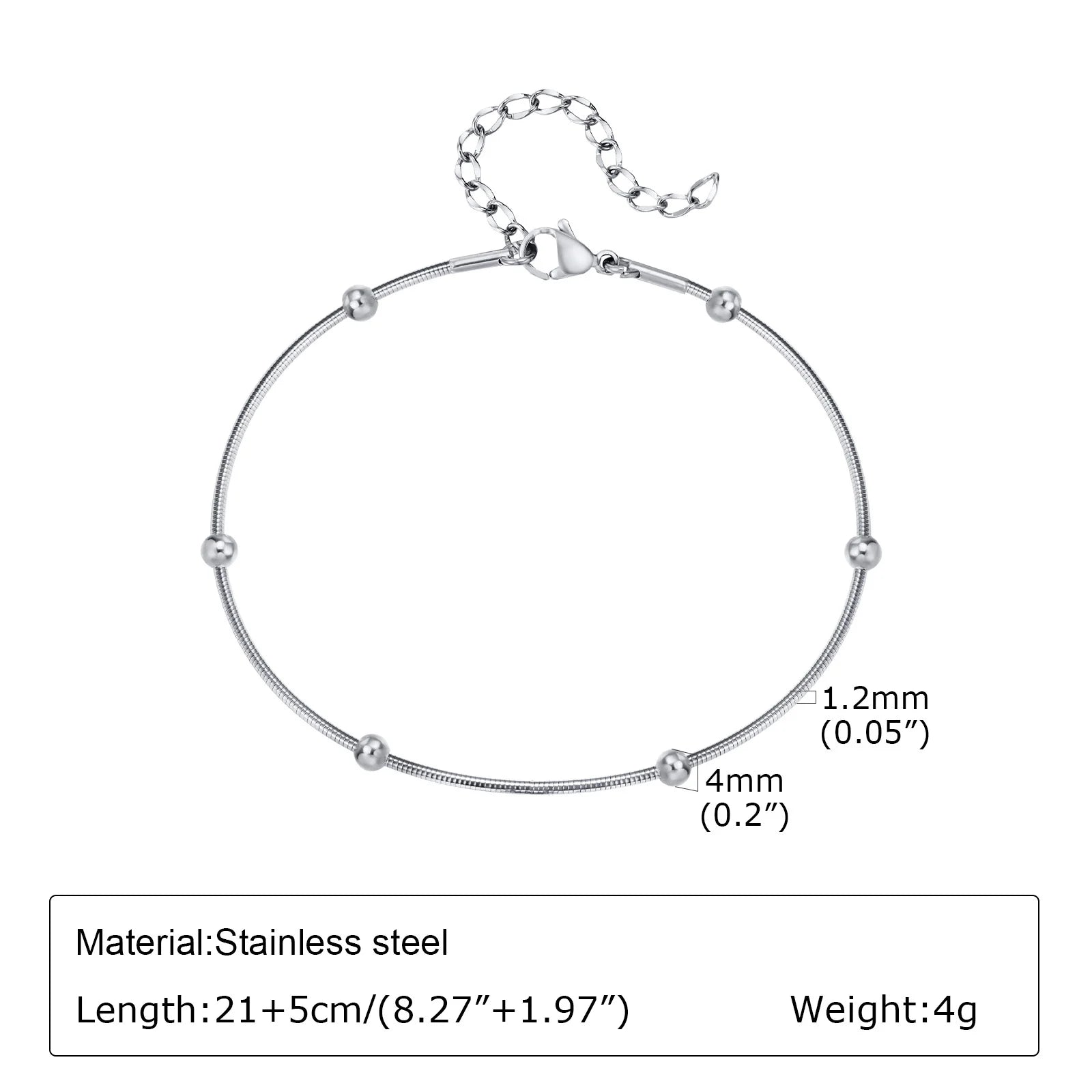 STÉLIA - 
Silver Color Anklet Bracelets for Women Waterproof, Stainless Steel Layered Cuban Chain Herringbone Anklets Summer Beach Gift