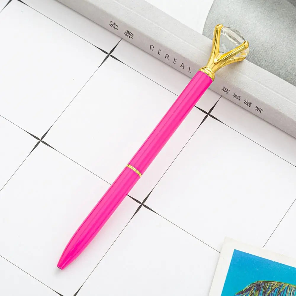 Creative Metal Crystal Pen Office Material Gift Metal Ballpoint Pen Large Diamond Crystal Big Diamond Pen Student Gifts 2024
