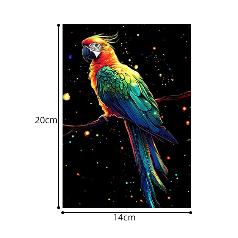 4PCS Glow in Dark Scratch Paper Animals Cards Magic Painting Art with Stylus Stress Relief Drawing Toy DIY Craft Kids Adult Gift