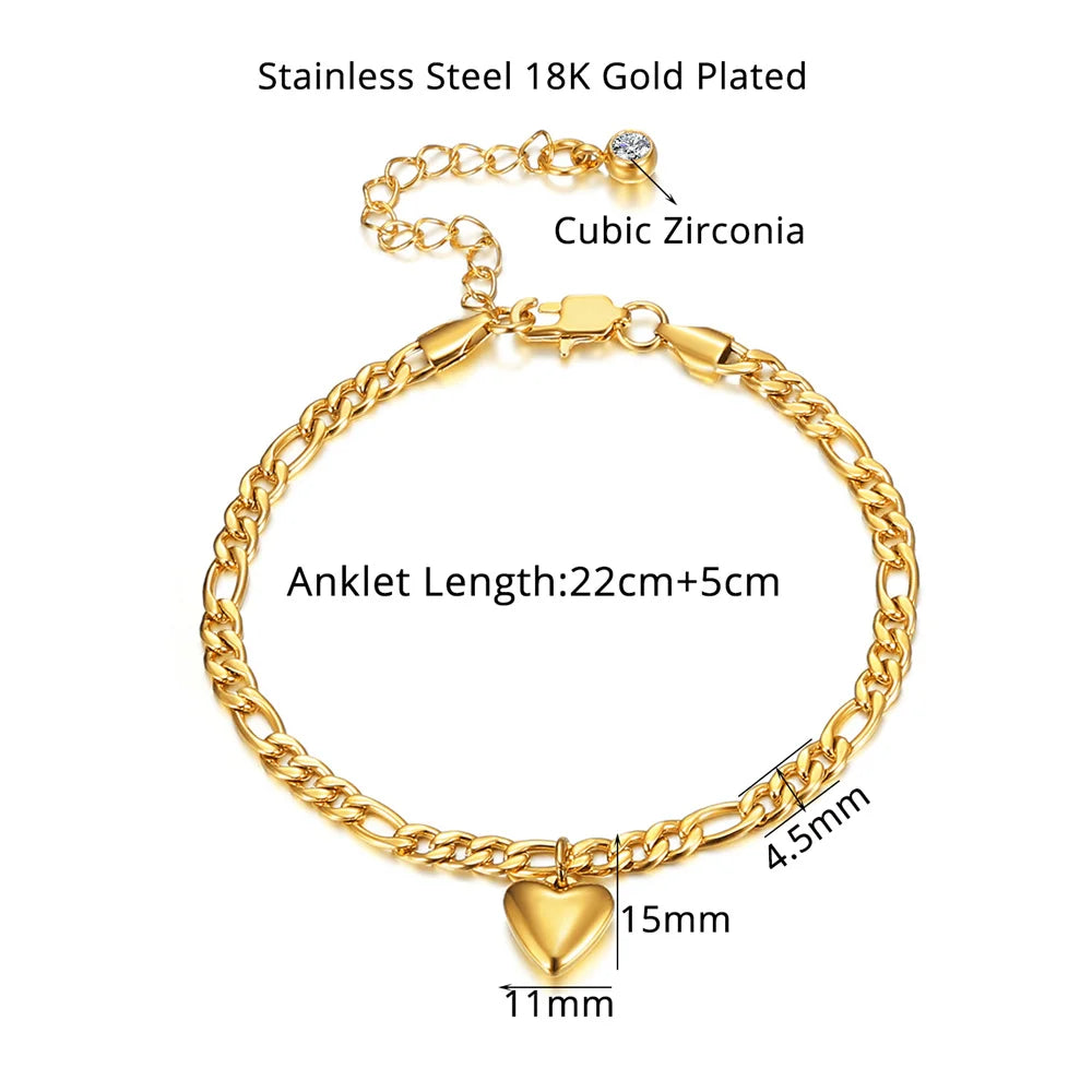 TIDORA - 
Anklet For Women Gold Color Stainless Steel Cuban Link Ankle Bracelets Summer 2022 Fashion Leg Chain Beach Foot Jewelry Ancklets