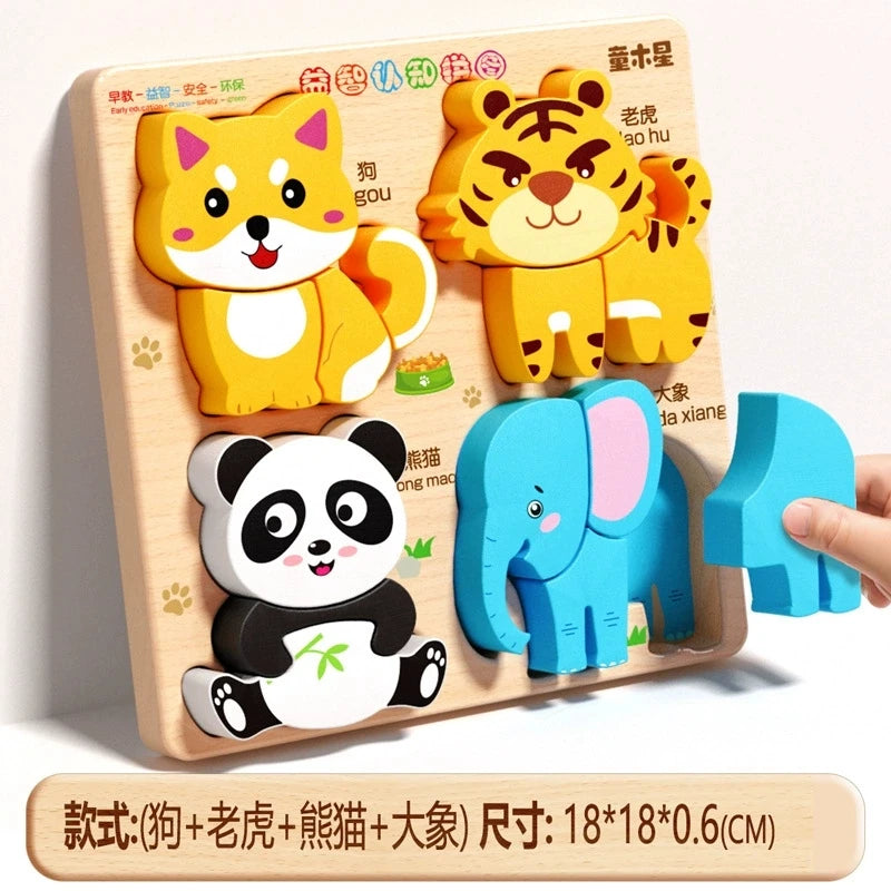 Toddlers Wooden Puzzle Montessori Baby Toys ABC Alphabet Number Shape Matching Board Game Preschool Educational Toy for Kids 2-4