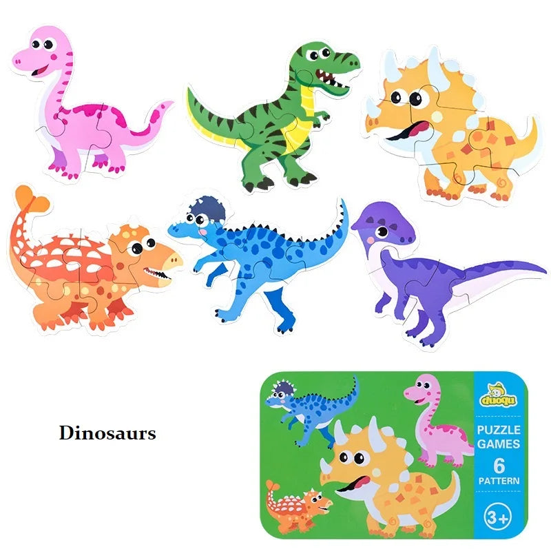 Baby Wooden Puzzles for Toddlers Montessori Development Toys Educational Animals Puzzle Board Games for Kids Boys 1 2 3 Years