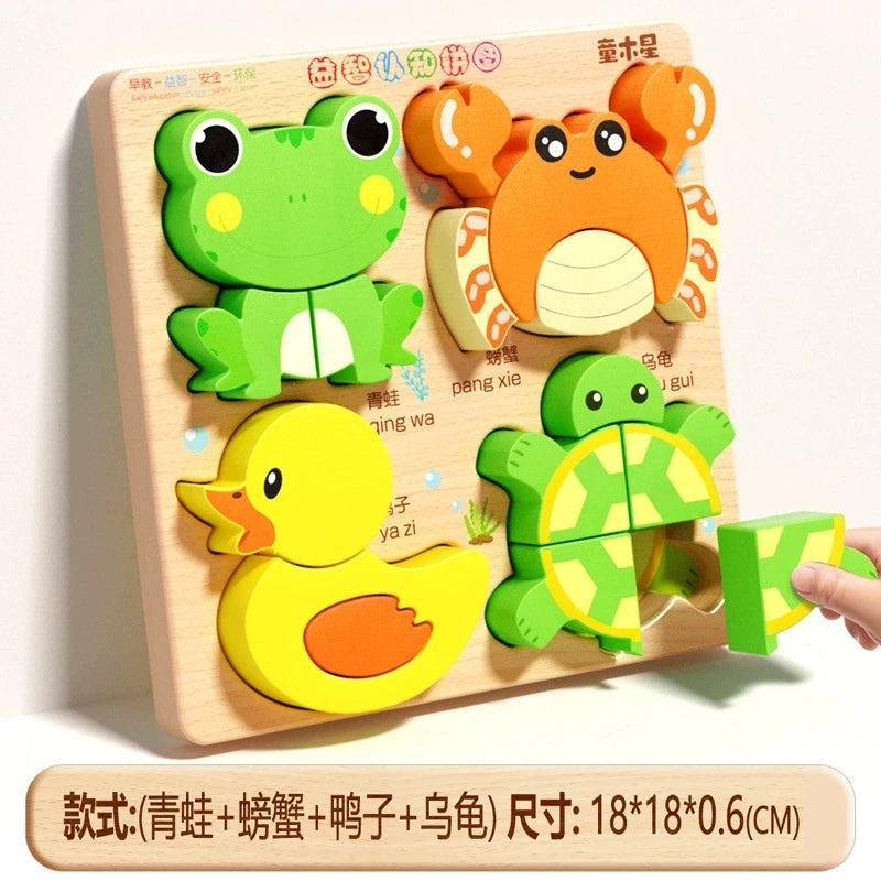 Toddlers Wooden Puzzle Montessori Baby Toys ABC Alphabet Number Shape Matching Board Game Preschool Educational Toy for Kids 2-4