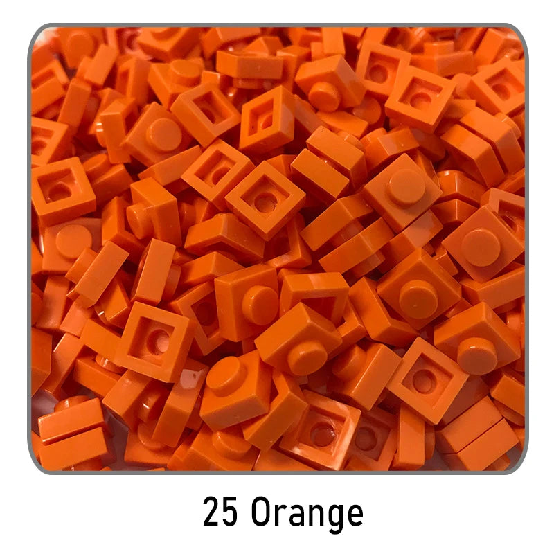 100Pcs DIY Bricks Parts 3024 1x1 Plate Educational Tech Construction Assmble Compatible Block Parts Toys for Child Kids