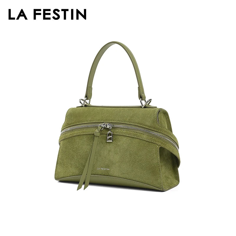 Verda - 
LA FESTIN Original Brand Women's bag 2025 New Green Shoulder Crossbody Bag Suede Handbag Luxury Designer Bag Leather Bag