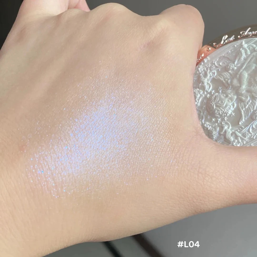 Angelique - 
Flower Knows Little Angel Embossed Face Highlighter Palette Diamond Glitter 3D Contour Waterproof Long-lasting Makeup Shimmer 8g