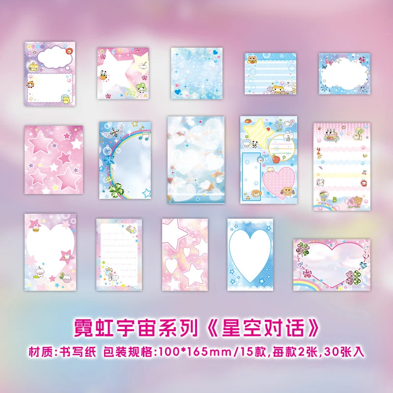 30sheets Neon Universe Series Kawaii Ins Memo Material Scrapbook Background Paper Creative Decoration DIY Handmade Craft Paper