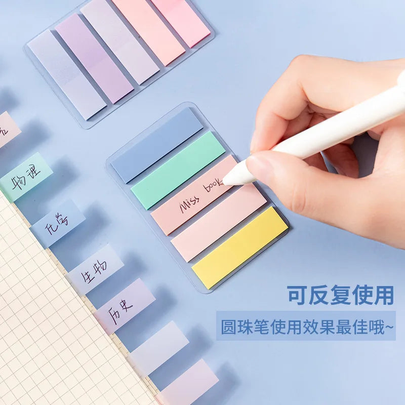 1 PC PET Transparent Index Sticker Morandi Sticky Note Sticker Sticky Note 5 * 20  Office Accessories  Sticky Notes