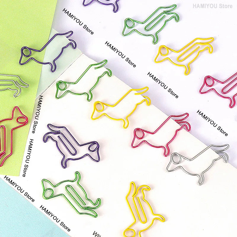 Little Dog Style Paper Clips Binder Clips Bookmarks Tickets Photo Clamp Patchwork Clips Office Binding Supplies silver purpleRed