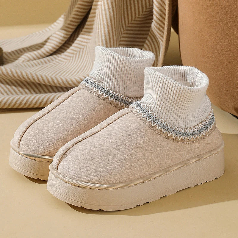 Plush - Ankle Boots Female Casual Women's Slippers Home Fluffy Luxury Designer Woman Shoes Indoor Fuzzy Fur Snow Booties