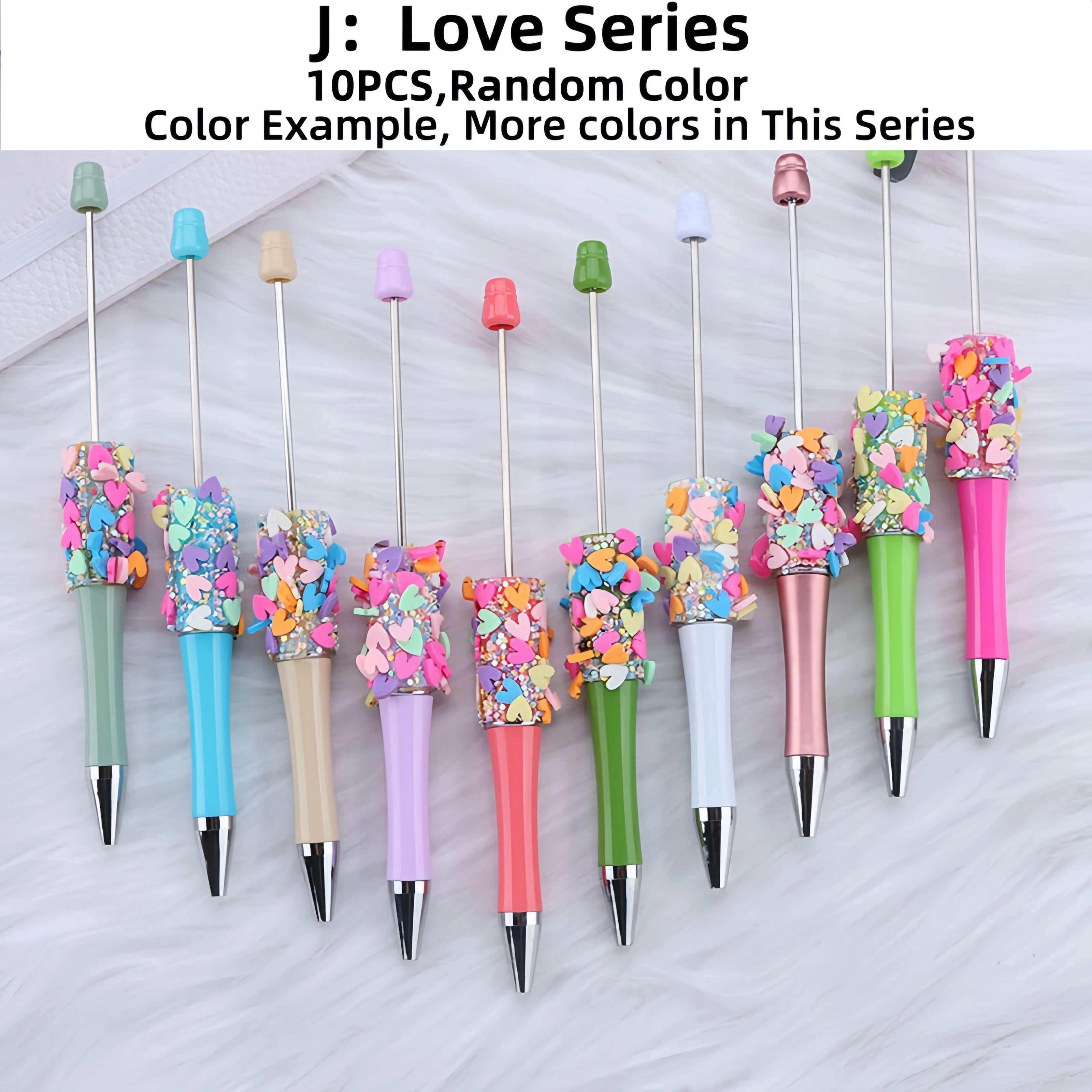 10 New Creative Bead Ballpoint Pen Sets (Random Colors), Perfect For DIY Office And School Supplies With Colored Wooden Beads