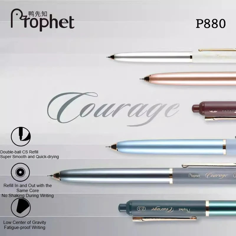 PROPHET COURAGE Gel Pen 0.5mm Rose Gold Pen Clip Low Center of Gravity CS Double-ball Pen Tip Alpha Gel Drop-resistant
