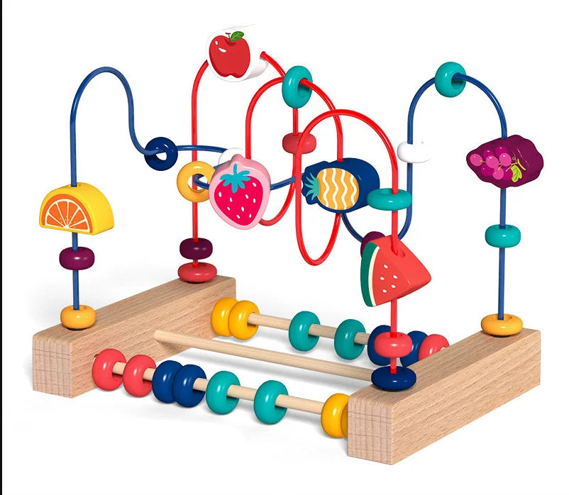 Montessori Toys Baby Wooden Roller Coaster Bead Maze Toddler Early Learning Educational Puzzle Math Toy for Children 1 2 3 Years