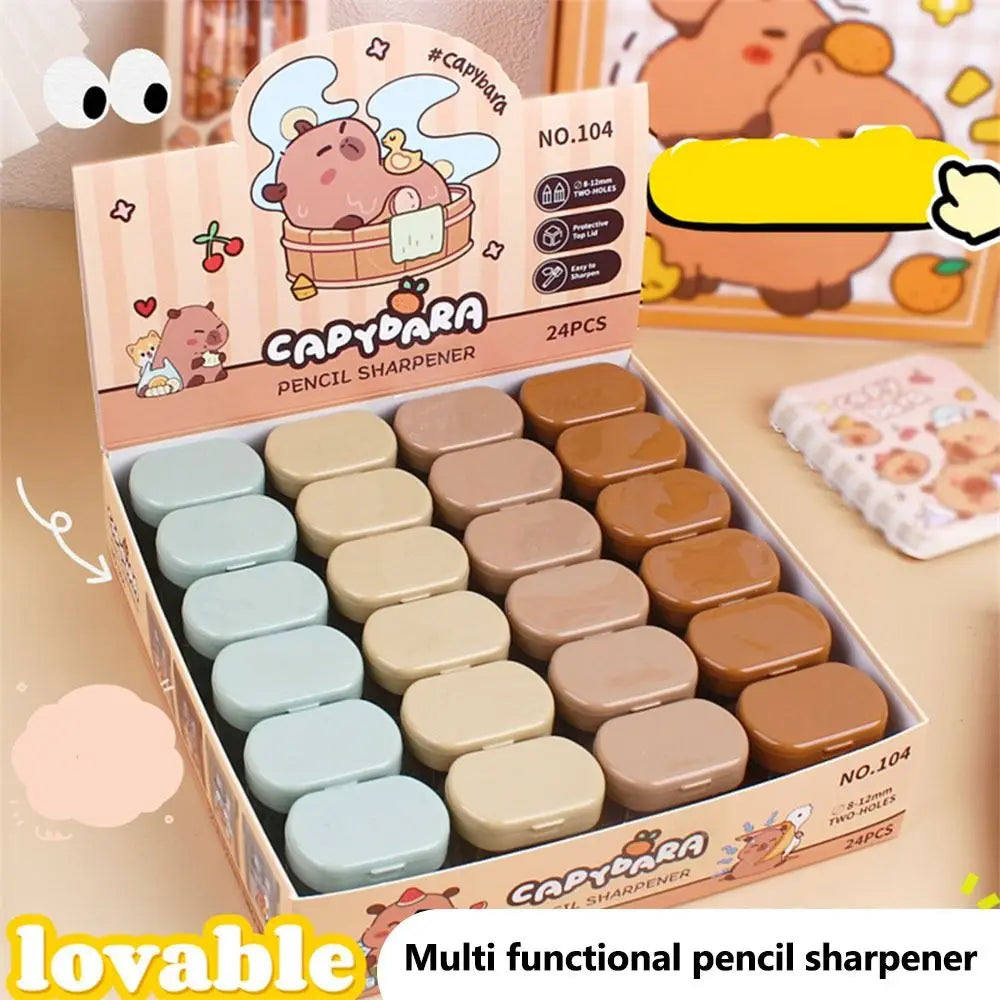 Cartoon Capybara Pencil Sharpener Mini Double Hole Student Cute Pencil Sharpeners Portable Pencil Sharpener for Kids