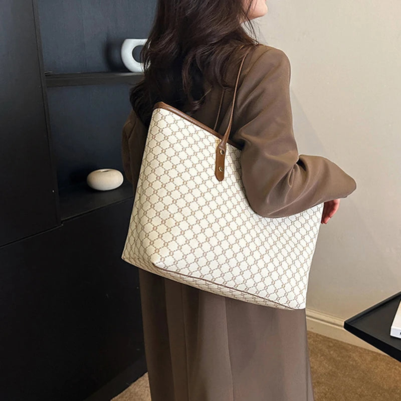 TOVA - 
Large Capacity Shoulder Bag Women's PU Leather Handbag for Commuting and Casual Use Versatile Tote Bag