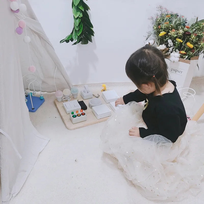 Children Busy Board For Accessories Baby Wooden Montessori Sensory Activity Board Toy Busy Board Accessories Part Education Toys