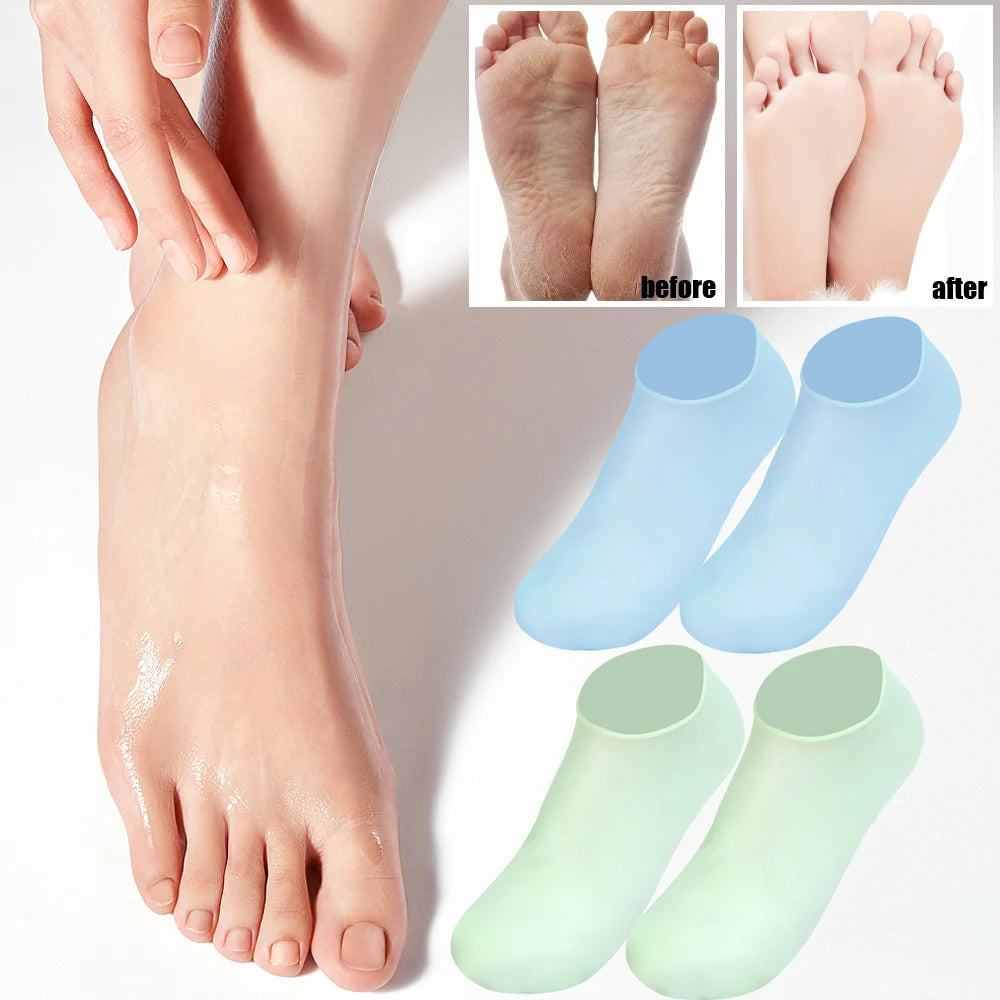 HeelGuard - 1/3pairs Silicone Moisturizing Foot Socks Anti Cracking Dry Dead Skin Foot Spa Tools Reusable Gel Stocking Protective Feet Cover