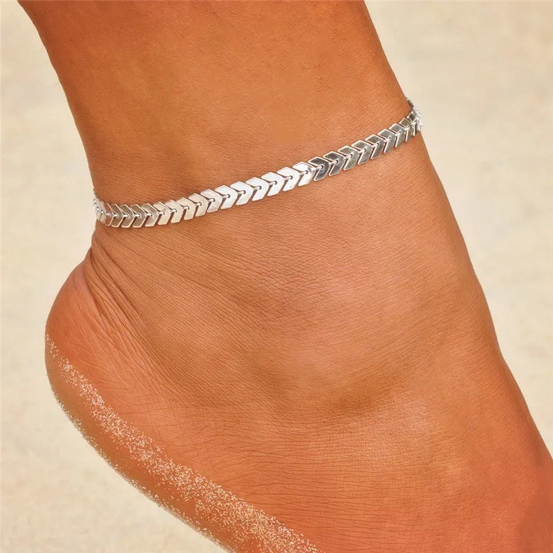 RHEA JEWEL - 
Modyle Rhinestone Chain Women's Anklets Silver Color/Gold Color Luxury Bracelet on Leg Accessories Wedding Party Fashion Jewelry
