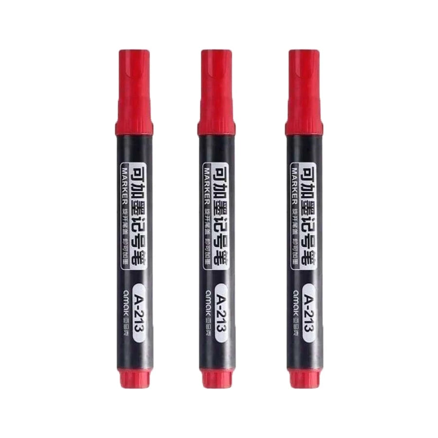 3/5/10 Pcs Permanent Oil-Based Marker Pens Black/Red/Blue - For Metal Wood Plastic Ceramic More - Office Stationery Use