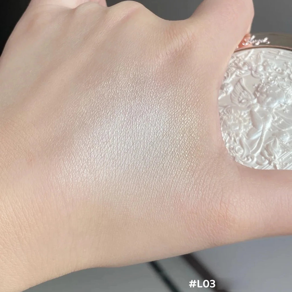 Angelique - 
Flower Knows Little Angel Embossed Face Highlighter Palette Diamond Glitter 3D Contour Waterproof Long-lasting Makeup Shimmer 8g