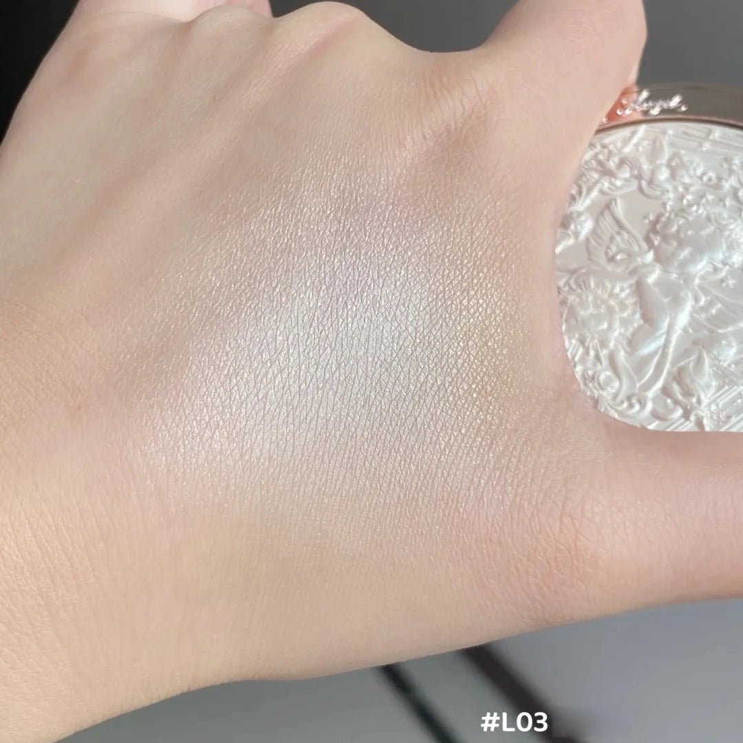 Angelique - 
Flower Knows Little Angel Embossed Face Highlighter Palette Diamond Glitter 3D Contour Waterproof Long-lasting Makeup Shimmer 8g