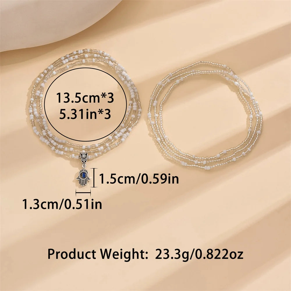 KRALEN -
 Schattige kleine handhanger met witte rijstkralen enkelbandjes voor dames, zilverkleurige voetketting, enkelarmbandje, strandsieraad, zomeraccessoire