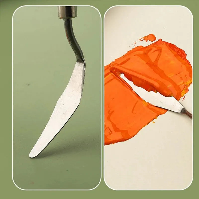 7 pcs Palette Knife Set, Stainless Steel Spatula Painting Knives, Wooden Handle Painting Pallet Knife Set for Oil Painting Kit