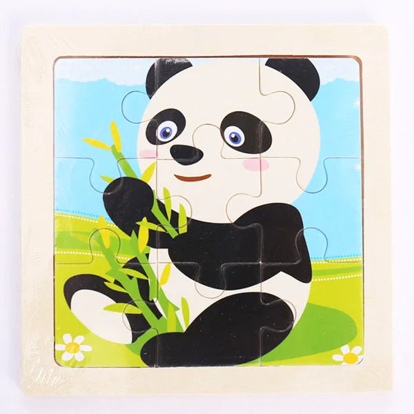 9 Pieces Wooden Puzzle Cartoon Dinosaur Transportation Montessori 3d Puzzle Game Early Learning Educational Toys for Children