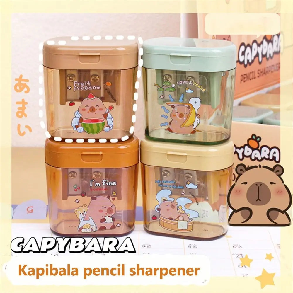 Cartoon Capybara Pencil Sharpener Mini Double Hole Student Cute Pencil Sharpeners Portable Pencil Sharpener for Kids