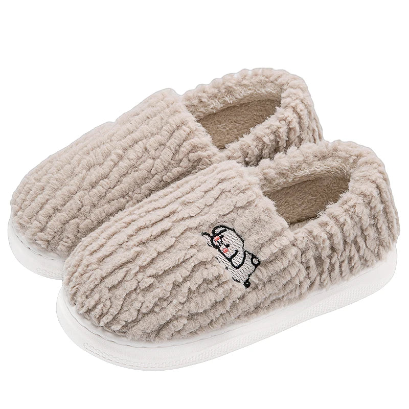 Cocy -Cotton Slippers for Women Suitable for Home Use Indoor Anti Slip Confinement Shoes Thick Soled Warm for Couples Men Slippers
