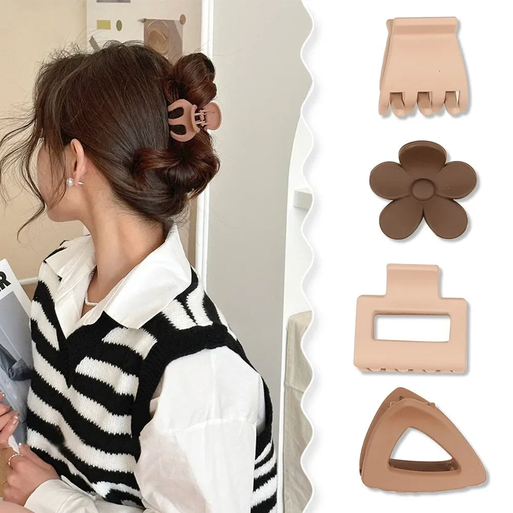 Coffira - New Fashion Coffee Color Three-piece Set Frosted Geometric  Hairpin Hair Clip Barrettes for Women Girl Hair Accessorie Headwear