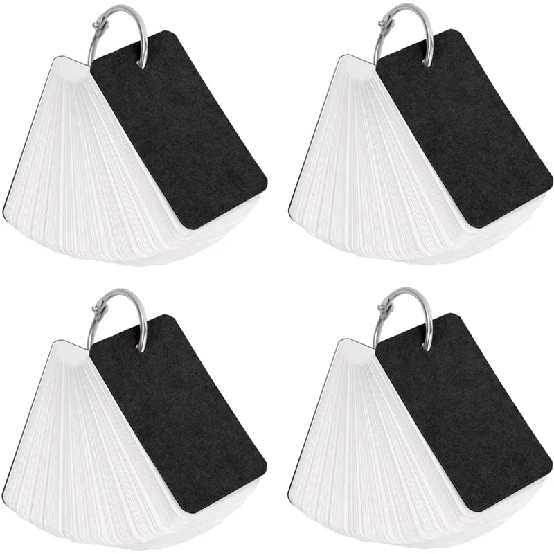 400/100Sheets Blank Flash Cards with Rings Study Note Memo Pad Kraft Paper with Binder Ring for Office School Student Supplies