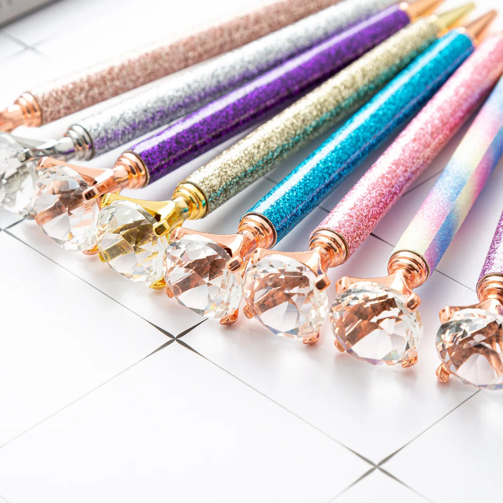 1 Piece Lytwtw's Ballpoint Pen Luxury Cute Big Diamond Wedding Rose Gold Metal Stationery School Office Supplies Supply Pens