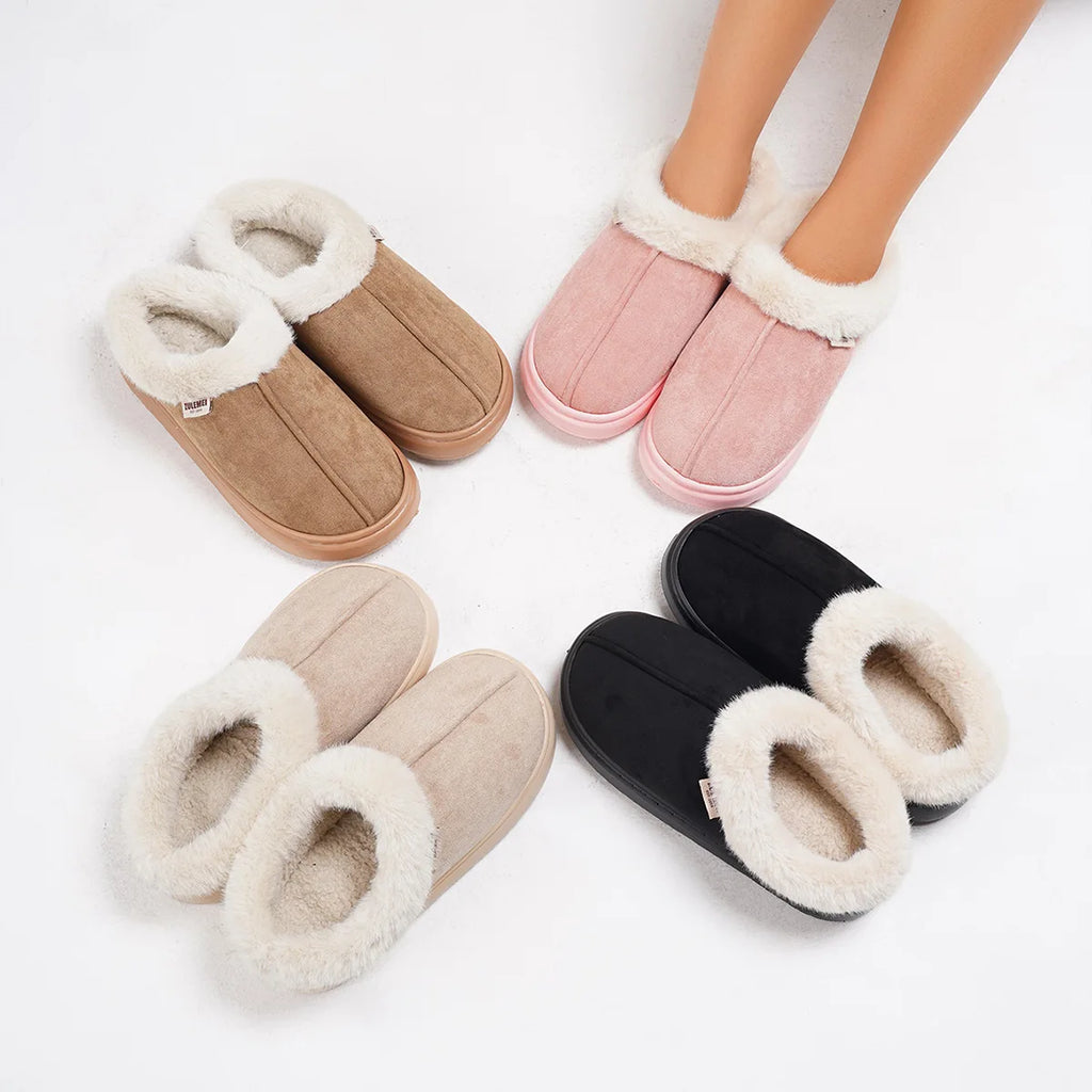 Litfun -  Platform Women Fluffy Slippers Winter High Quality Plush Women Cotton Shoes Ladies Fur House Slippers Warm Fuzzy Slides