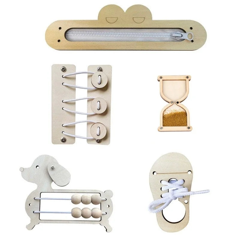 New Kindergarten Montessori Busy Board Hourglass Puzzles Accessories Bell Roller Counting bead Wall Toy Educational Toy For Gift