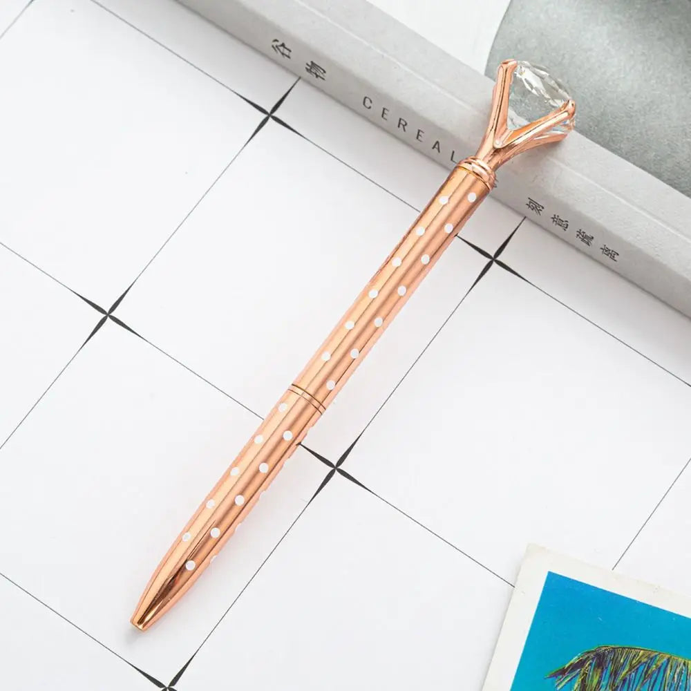 Creative Metal Crystal Pen Office Material Gift Metal Ballpoint Pen Large Diamond Crystal Big Diamond Pen Student Gifts 2024